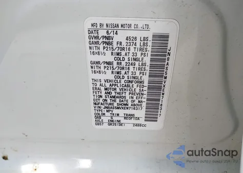 2014 Nissan Rogue Select S from USA, damaged, VIN JN8AS5MVXEW716317